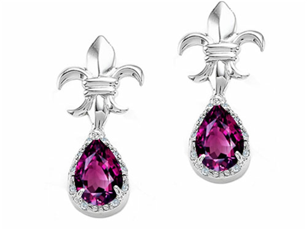 Tommaso Design™ Pear Shape 7x5mm Genuine Rhodolite Earrings