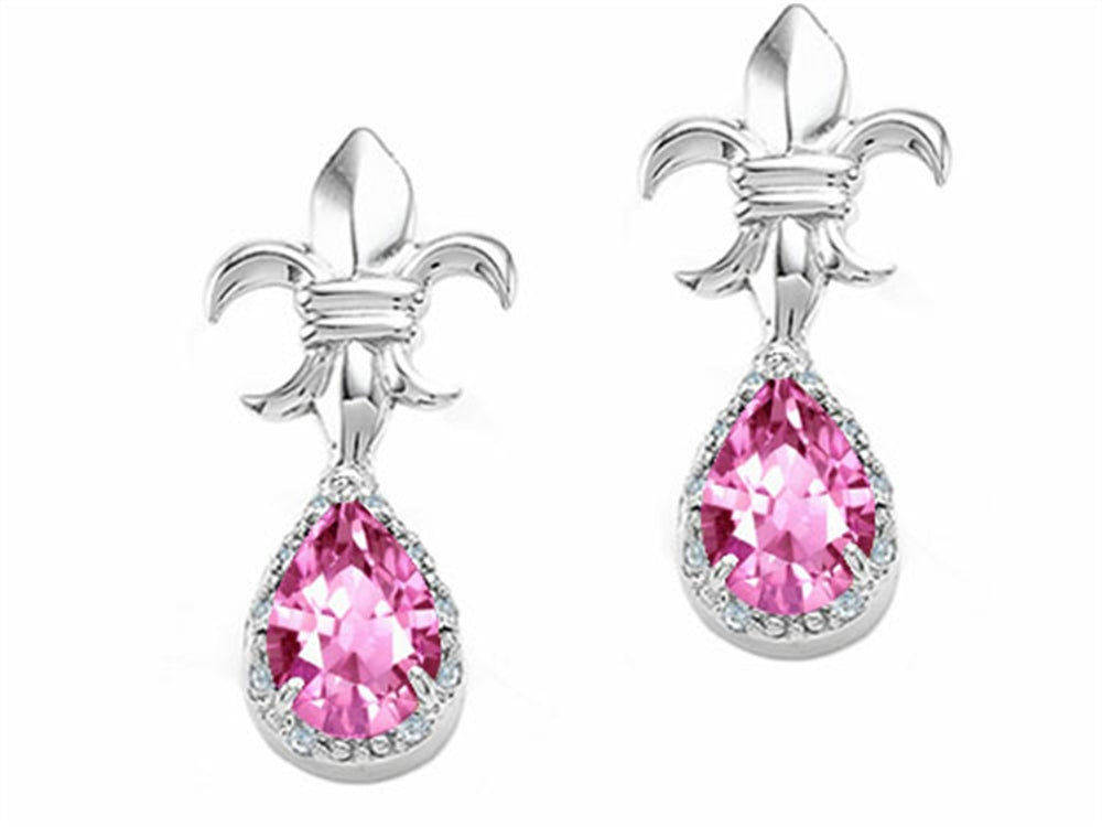Tommaso Design™ Pear Shape 7x5mm Created Pink Sapphire Earrings