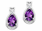 Tommaso Design™ Pear Shape 9x7mm Genuine Amethyst Earrings