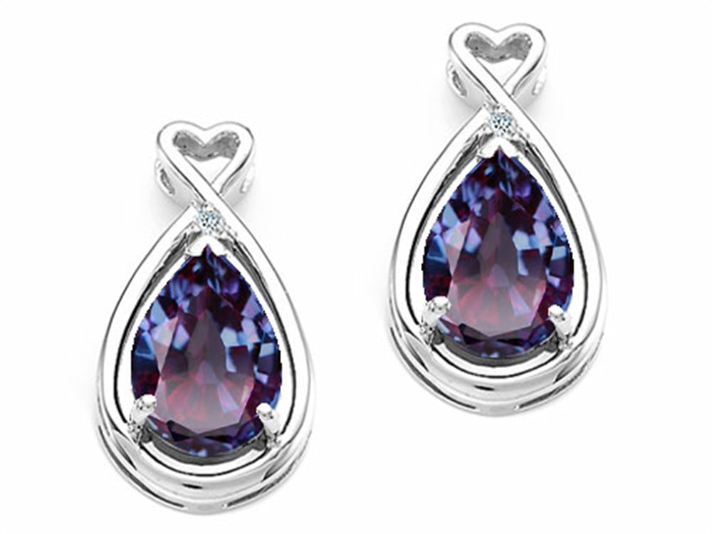 Tommaso Design™ Pear Shape 9x7mm Simulated Alexandrite Earrings