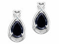 Tommaso Design™ Pear Shape 9x7mm Genuine Black Sapphire Earrings