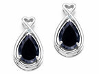 Tommaso Design™ Pear Shape 9x7mm Genuine Black Sapphire Earrings