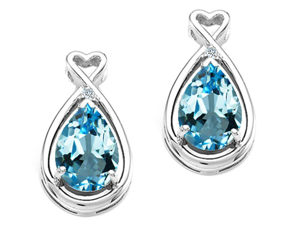 Tommaso Design™ Pear Shape 9x7mm Genuine Blue Topaz Earrings