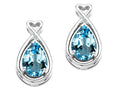 Tommaso Design™ Pear Shape 9x7mm Genuine Blue Topaz Earrings