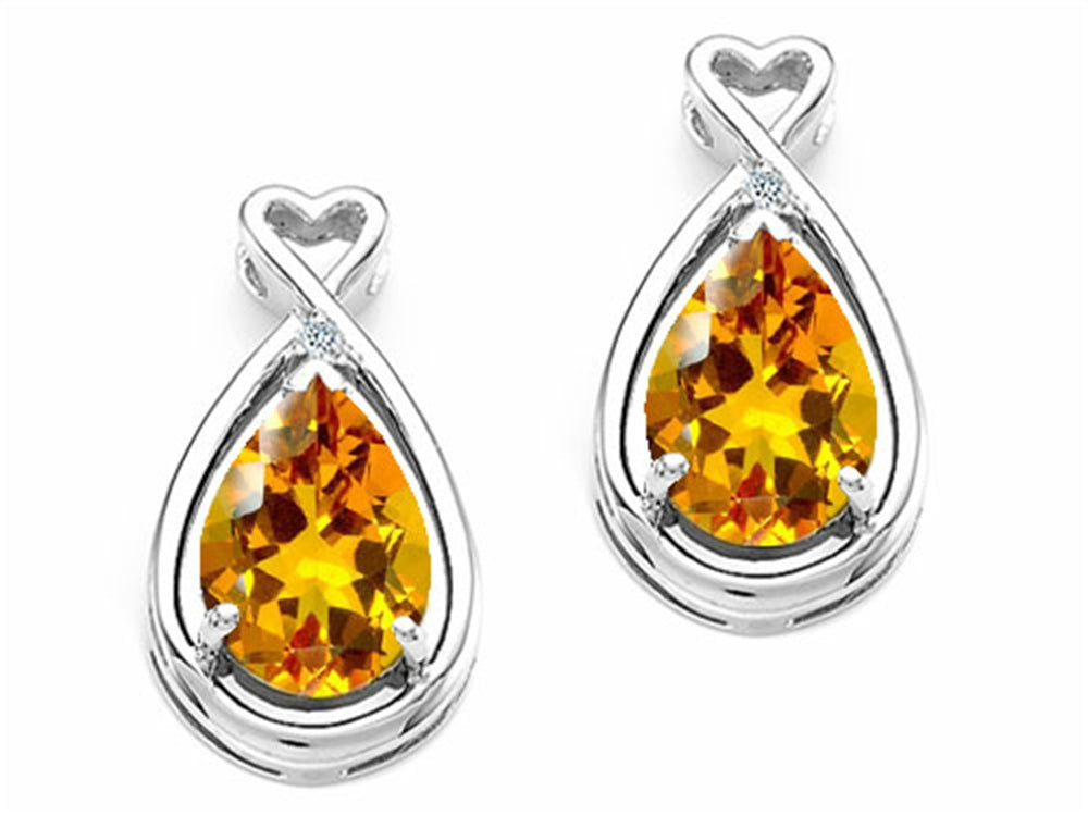 Tommaso Design™ Pear Shape 9x7mm Genuine Citrine Earrings