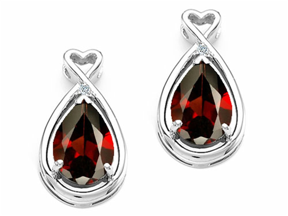 Tommaso Design™ Pear Shape 9x7mm Genuine Garnet Earrings