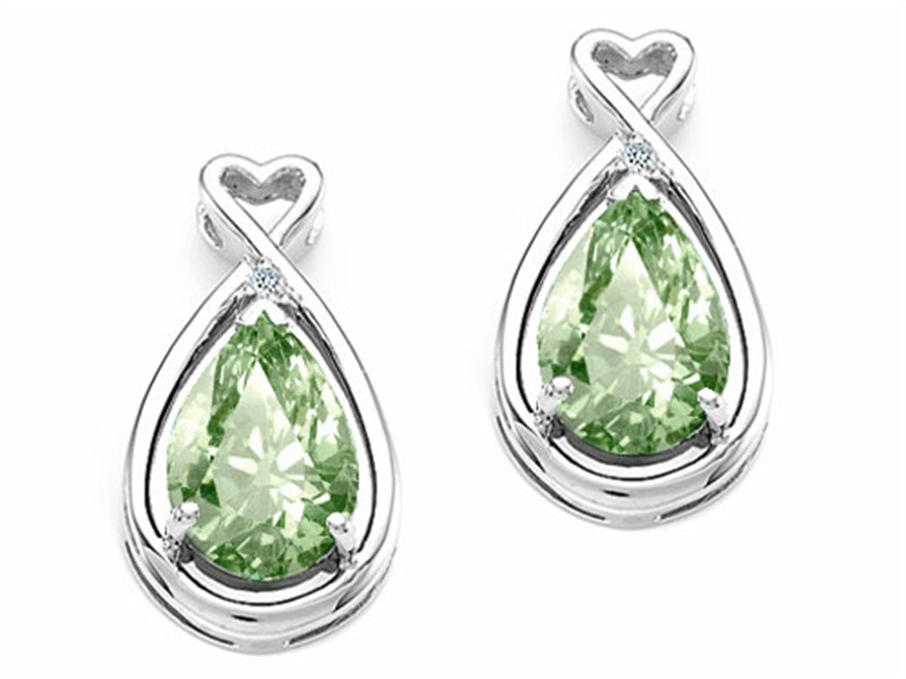 Tommaso Design™ Pear Shape 9x7mm Green Amethyst Earrings