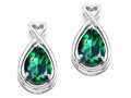 Tommaso Design™ Pear Shape 9x7mm Simulated Emerald Earrings
