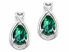 Tommaso Design™ Pear Shape 9x7mm Simulated Emerald Earrings