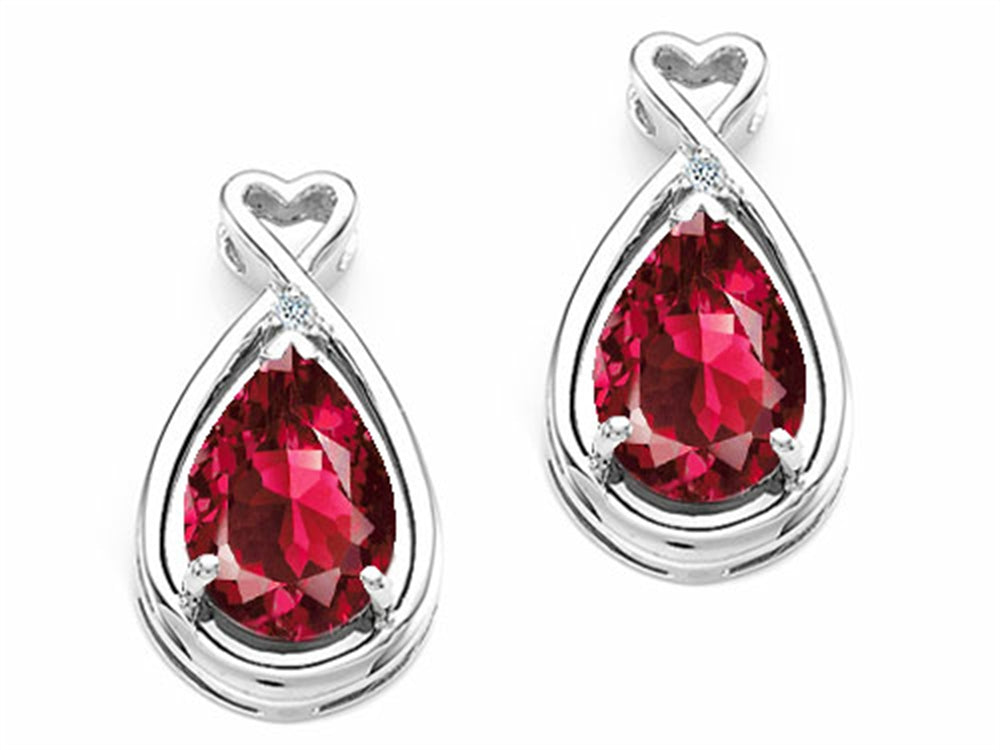Tommaso Design™ Pear Shape 9x7mm Created Ruby Earrings