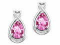 Tommaso Design™ Pear Shape 9x7mm Simulated Pink Tourmaline Earrings