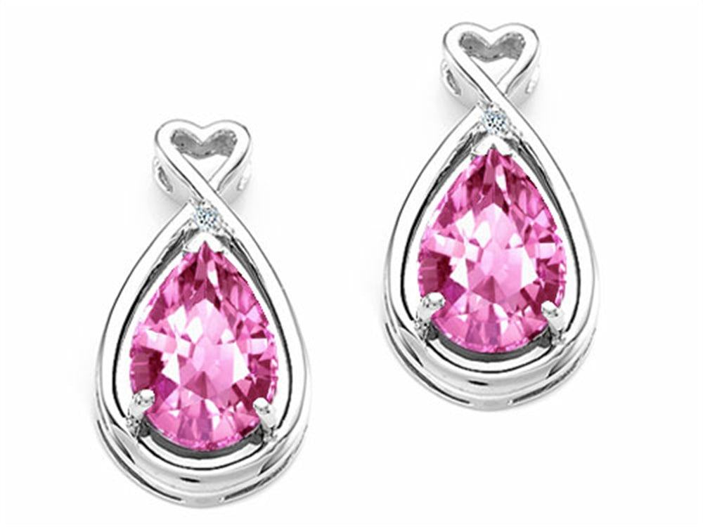 Tommaso Design™ Pear Shape 9x7mm Simulated Pink Tourmaline Earrings