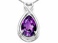 Tommaso Design™ Pear Shape 11x8mm Genuine Amethyst Pendant Necklace