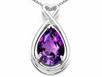 Tommaso Design™ Pear Shape 11x8mm Genuine Amethyst Pendant Necklace
