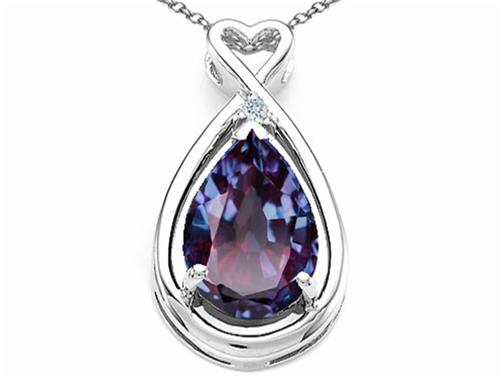 Tommaso Design™ Pear Shape 11x8mm Simulated Alexandrite Pendant Necklace