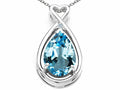 Tommaso Design™ Pear Shape 11x8mm Genuine Blue Topaz Pendant Necklace