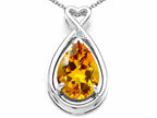 Tommaso Design™ Pear Shape 11x8mm Genuine Citrine Pendant Necklace