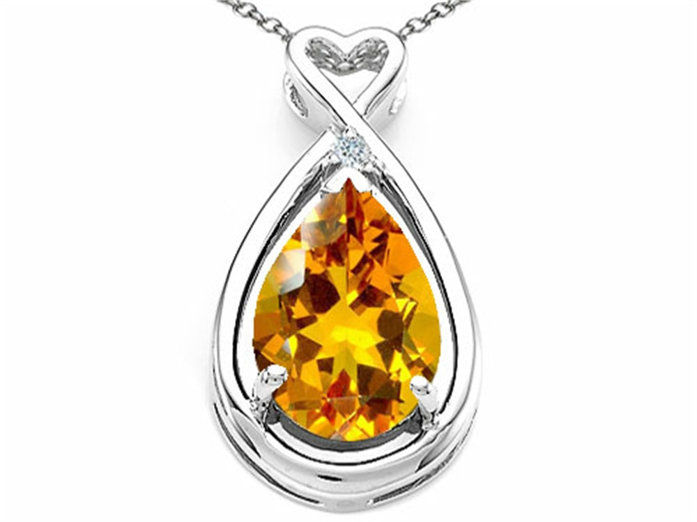 Tommaso Design™ Pear Shape 11x8mm Genuine Citrine Pendant Necklace