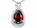 Tommaso Design™ Pear Shape 11x8mm Genuine Garnet Pendant Necklace