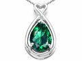 Tommaso Design™ Pear Shape 11x8mm Simulated Emerald Pendant Necklace