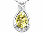 Tommaso Design™ Pear Shape 11x8mm Genuine Lemon Quartz Pendant Necklace