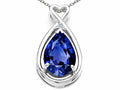 Tommaso Design™ Pear Shape 11x8mm Created Blue Sapphire Pendant Necklace