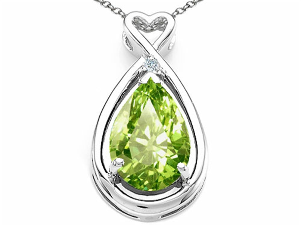 Tommaso Design™ Pear Shape 11x8mm Genuine Peridot Pendant Necklace