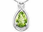 Tommaso Design™ Pear Shape 11x8mm Genuine Peridot Pendant Necklace