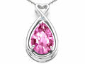 Tommaso Design™ Pear Shape 11x8mm Created Pink Sapphire Pendant Necklace