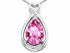 Tommaso Design™ Pear Shape 11x8mm Simulated Pink Tourmaline Pendant Necklace
