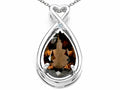 Tommaso Design™ Pear Shape 11x8mm Genuine Smoky Quartz Pendant Necklace