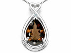 Tommaso Design™ Pear Shape 11x8mm Genuine Smoky Quartz Pendant Necklace