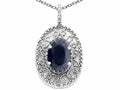 Tommaso Design™ Oval 9x7mm Genuine Black Sapphire Filigree Pendant Necklace