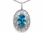 Tommaso Design™ Oval 9x7mm Genuine Blue Topaz Filigree Pendant Necklace