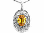 Tommaso Design™ Oval 9x7mm Genuine Citrine Filigree Pendant Necklace