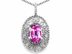 Tommaso Design™ Oval 9x7mm Simulated Pink Tourmaline Filigree Pendant Necklace