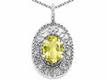 Tommaso Design™ Oval 9x7mm Genuine Lemon Quartz Filigree Pendant Necklace