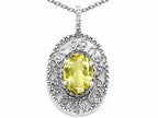 Tommaso Design™ Oval 9x7mm Genuine Lemon Quartz Filigree Pendant Necklace