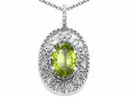 Tommaso Design™ Oval 9x7mm Genuine Peridot Filigree Pendant Necklace