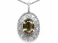 Tommaso Design™ Oval 9x7mm Genuine Smoky Quartz Filigree Pendant Necklace