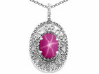 Tommaso Design™ Oval 9x7mm Created Star Ruby Filigree Pendant Necklace