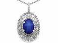 Tommaso Design™ Oval 9x7mm Created Star Sapphire Filigree Pendant Necklace