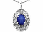 Tommaso Design™ Oval 9x7mm Created Star Sapphire Filigree Pendant Necklace