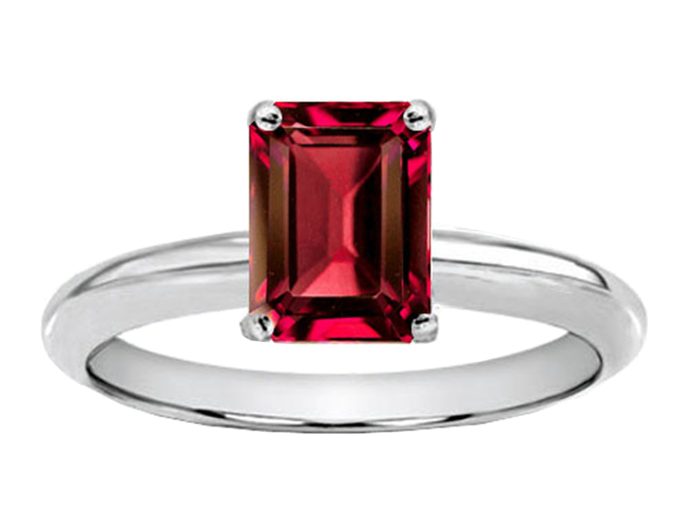 Tommaso Design Octagon Cut 8x6mm Created Ruby Engagement Ring
