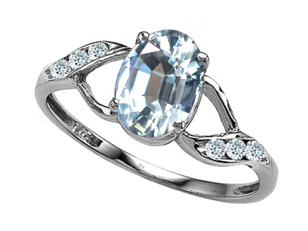 Tommaso Design Oval Genuine Aquamarine Ring