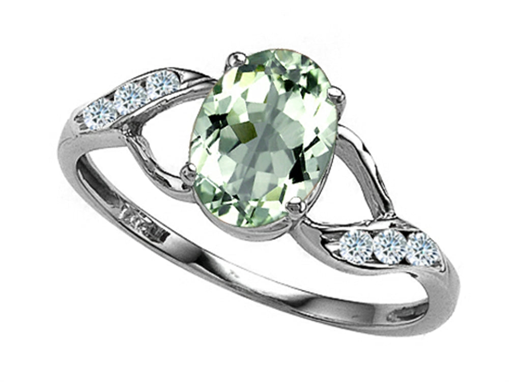 Tommaso Design Oval 8x6mm Green Amethyst Ring