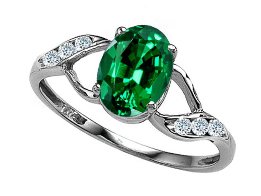 Tommaso Design Oval 8x6mm Simulated Emerald Ring