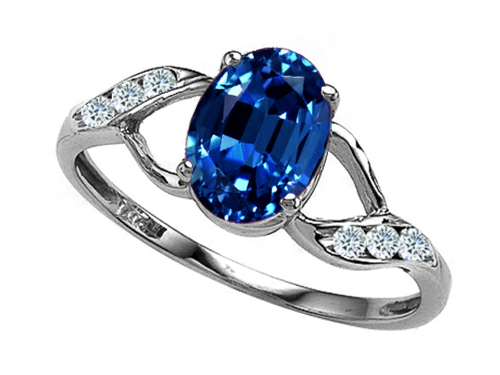 Tommaso Design Oval 8x6mm Created Blue Sapphire Ring