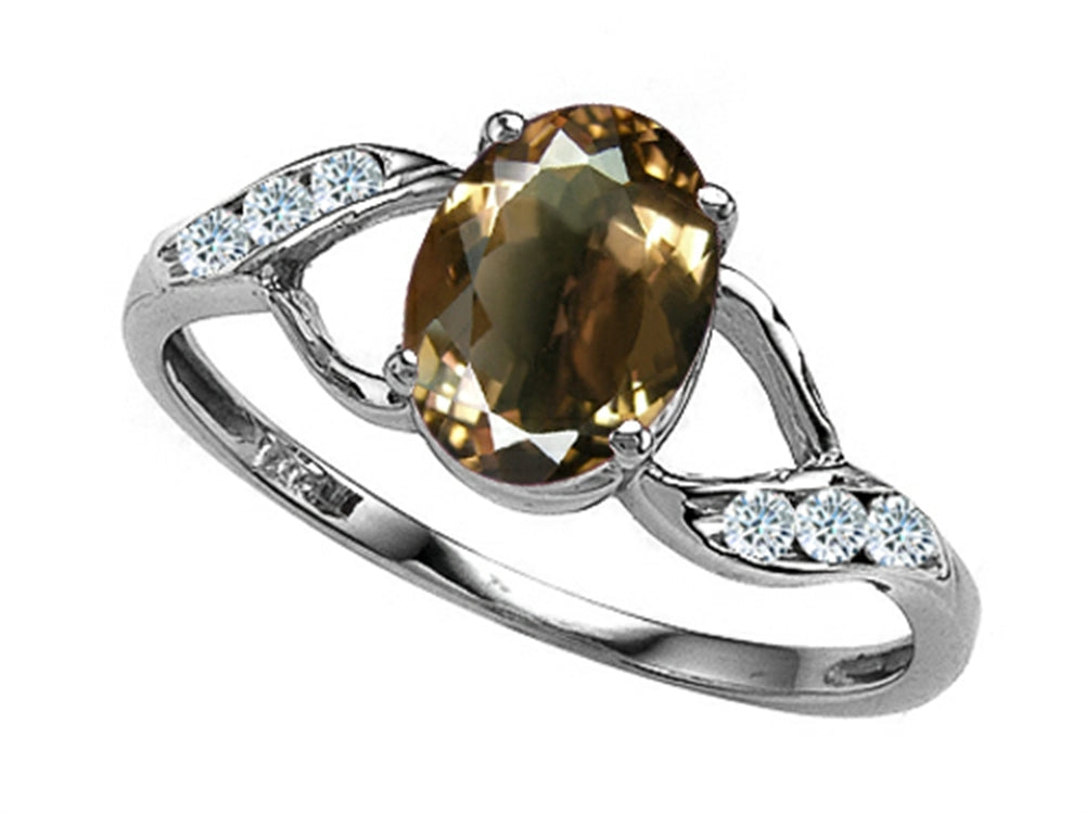 Tommaso Design Oval 8x6mm Genuine Smoky Quartz Ring