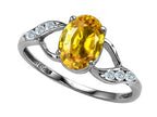 Tommaso Design Oval 8x6mm Genuine Yellow Sapphire Ring
